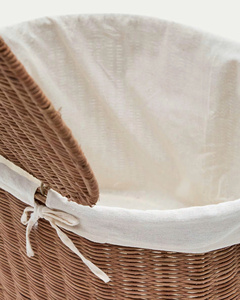 Oval Natural Rattan Storage <b>Basket</b> <b>With</b> <b>Lid</b> Rustic Style For Clothing Storage <b>With</b> Handles Oval Utility <b>Basket</b> - Product Image 3