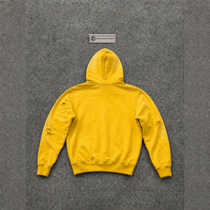 Sweat à capuche zippé jaune premium avec motif ange, style décontracté, coupe régulière, en molleton bouclette 100% polyester, pour l'automne, style streetwear décontracté - Product Image 6
