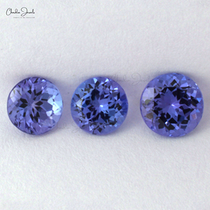 แทนซาไนต์สีน้ำเงินธรรมชาติ 2.52 กะรัต ขนาด 5 มม.-6 มม. รูปทรงกลมเจียระไนแบบเหลี่ยม พลอยหลวม 3 เม็ด/ชุด ขายส่งพลอยแทนซาไนต์สีน้ำเงิน - Product Image 3