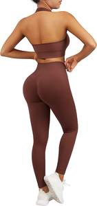 Ensemble de vêtements de sport pour femmes avec logo personnalisé, legging de yoga à une épaule, hautement élastique, soutien-gorge de sport - Product Image 6