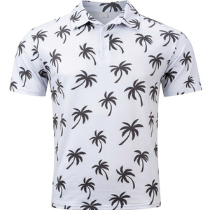 Chemise de golf pour homme de haute qualité avec imprimé palmier, manches courtes, tricotée en polyester, confortable, respirante et à séchage rapide - Product Image 1