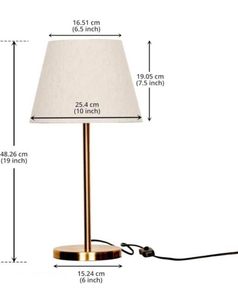 Indoor Decorative Metal Stand <b>Table</b> Lamp with Elegant Fabric Shade Modern Golden <b>Bedside</b> Night Light for Living Room - Product Image 2