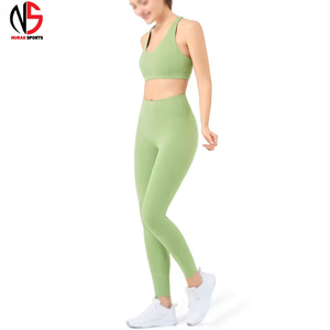 <b>Low</b> MOQ Custom Solid Elastic Waist <b>Top</b> Quality 2-Piece Water Resistant Yoga Legging Set for Women Fitness Wear At NURAK 's 2026 - Product Image 4