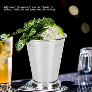 Hot Selling Stainless Steel <b>Drinking</b> Metal Cocktail Glasses Beaded Mint Julep Cup for Horse Racing Derby Party Supplies - Product Image 1