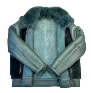 <b>Men's</b> Luxury Leather <b>Shearling</b> Winter <b>Jacket</b> Genuine Sheepskin Fur Aviator Coat Premium Warm Fashion Biker Outerwear Fit - Product Image 5