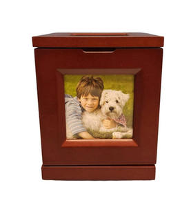 High Quality American Style Modern Natural Wood Brown Pet Memorial Urns for Cat Dog <b>Ashes</b> <b>Keepsake</b> Photo Frame Custom Logo - Product Image 1