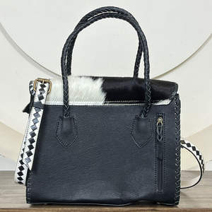 Bolso Tote de Cuero Vacuno Genuino, Nuevo, a Cuadros Blanco y Negro, Elegante, Vintage, de Lujo, Bolso de Mano y Bandolera para Mujer - Product Image 5