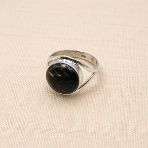 Natural Nuumite Gemstone <b>Ring</b> 925 Sterling <b>Silver</b> Handmade Round Cabochon <b>Ring</b> Yellow & Rose Gold Plated Jewelry for Unisex <b>men</b> - Product Image 2