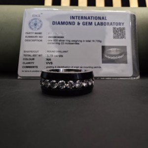 แหวนเพชรดำทรงหรูทันสมัยแบบ Eternity Setting ประดับโมอิสซาไนต์ วงแต่งงานทองคำแท้ 14KT เหมาะสำหรับเป็นของขวัญ - Product Image 6