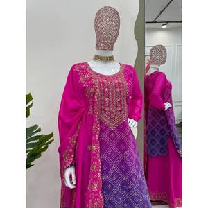 Conjunto de traje de hilo y secuencia de impresión digital para mujer para fiestas que incluye todos los accesorios necesarios - Product Image 2