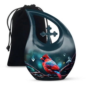 <b>Navy</b> Blue Teardrop Urn for Human Ashes Adult Female Burial Urn Decorative Funeral Cremation Urn for Women & Men Free Velvet <b>Bag</b> - Product Image 2