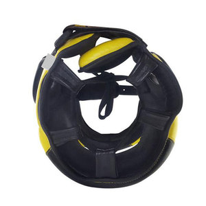 <b>Boxing</b> Head Guard PU Leather Black Brown Double Visor Protective Gear with Hook & Loop Closure for Adults Unisex Universal Use - Product Image 5