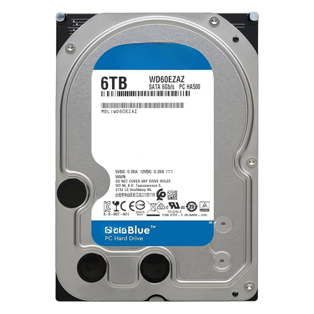 New 6TB Blue 3.5 Inch Internal Desktop Hard Drive WD60EZAZ SATA 6Gb/s 5400RPM 256MB Cache High Capacity HDD for PC Data Backup