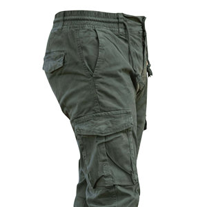 Pantalon cargo vert olive pour homme, taille élastique avec cordon de serrage, plusieurs poches, pantalon en toile décontracté, vêtements d'automne - Product Image 5