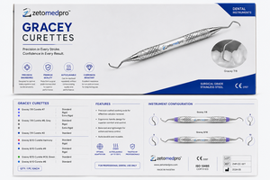 Cureta Periodontal Gracey 9/10 Estándar y Rígida de Acero Inoxidable, Instrumento Dental para Limpieza, OEM Zetomed Pro - Product Image 3