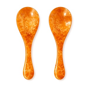 Modern Orange Plastic <b>Salad</b> <b>Spoons</b> With Long Handle Dishwasher Safe For Party Use Lightweight Kitchenware For Sugar And Spice - Product Image 2