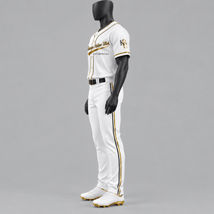 Maillot de baseball Khawaja Rafique Ullah Enterprises pour homme, blanc et bleu, imprimé par transfert thermique, manches courtes, coupe classique, 100 % polyester - Product Image 5