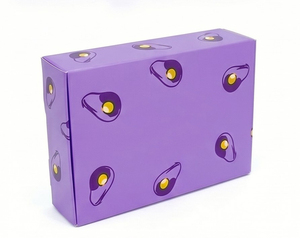 Caja Plegable Morada con Diseño de Aguacate para Almacenamiento de Alimentos, Cartón Rectangular Color Marfil, Impresión Offset Reciclable - Product Image 4