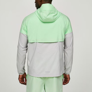 Chaqueta Bomber Impermeable y Cortavientos para Hombre, Diseño Color Block Verde Claro y Gris, Cierre Frontal con Cremallera, Corte Regular, Ropa de Invierno para Exteriores - Product Image 3