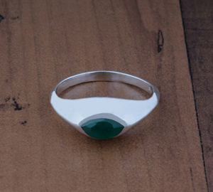 Anillo de Plata de Ley con Bisel de Jade Verde Natural, Clásico para Bodas y Fiestas, para Mujer, Joyería Delicada con Piedra Lisa, Venta al Por Mayor - Product Image 2