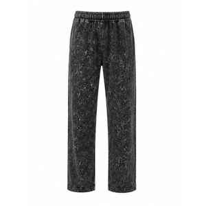 <b>Men</b> Acid Wash Fleece High Waist Vintage <b>Jogger</b> Pants Custom Streetwear Casual <b>Loose</b> Fit Gym Training Bottoms Wholesale OEM - Product Image 1