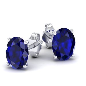 REYES, Nuevo Diseño, Pendientes de Diamantes de Oro de 14K, Alta Calidad, Corte Ovalado, 2.42 Quilates, Zafiro Azul, Joyería para Mujer - Product Image 5