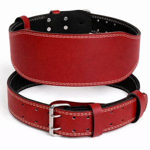 Cinturón de Fitness de Cuero Vacuno Genuino SAAR INDUSTRIES para Sentadillas y Peso Muerto, Cinturón de Powerlifting Rojo Personalizado, Profesional y Resistente - Product Image 1