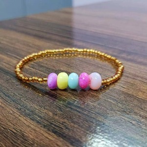 Pulsera elástica de cuentas lisas de ópalo natural, pulsera ajustable de piedras preciosas de ópalo, joyería para mujer, venta al por mayor - Product Image 2