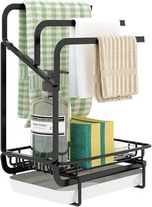 Porte-serviettes en métal minimaliste avec panier de rangement, organisateur de salle de bain sur pied à double niveau, design multifonctionnel et gain de place - Product Image 3
