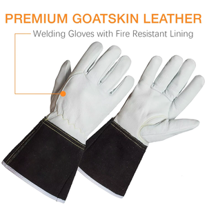 Gants de travail de sécurité en cuir de vachette et de chèvre à manches longues, isolants, flexibles et haute résistance pour soudage TIG/MIG - Product Image 6
