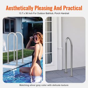 Corrimano per piscina da 36 x 13 pollici con piastra di base in alluminio, ringhiera di sicurezza per piscina interna/esterna, scaletta per piscina ergonomica - Product Image 6