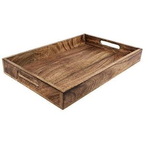 Decorative Wooden Serving <b>Tray</b> with Rustic Farmhouse Design for Serving Beverages Appetizers Breakfast and Party <b>Snacks</b> - Product Image 1