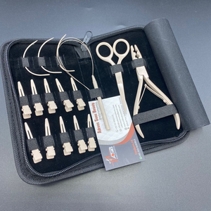 Kit d'outils de pose d'extensions capillaires en acier inoxydable de qualité supérieure, couleur nude, avec logo personnalisé, vente en gros, très demandé - Product Image 1