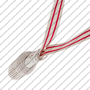 Nœud de sabre polonais en fil de bullion blanc, fait main, en matériau personnalisé, avec logo brodé en bullion, de la marque Root Fight Gear. - Product Image 6