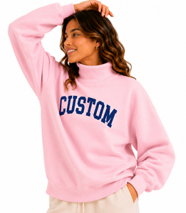 Sweat-shirt oversize en molleton imprimé à col montant en coton doux pour femme avec logo personnalisé, style streetwear, prix abordable, OEM - Product Image 5