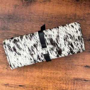 Boîte à bijoux élégante pliable usinée à la main en cuir véritable, organisateur de bijoux portable à fleurs en cuir de vachette occidentale, étui à bijoux de voyage - Product Image 4