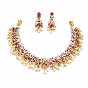 Indian Classic Women's Choker Wedding Engagement Anniversary Party Green Traditional Crystal Kundan Faux Pearl Alloy Gold Trendy - Product Image 4
