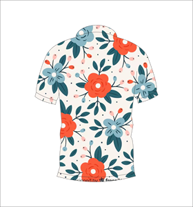 เสื้อโปโลลายดอกปะการังแบบกำหนดเอง ระบายอากาศได้ดี น้ำหนักเบา เหมาะสำหรับทีมกอล์ฟ แขนสั้น ผลิตด้วยเทคนิคการระเหิดสี คุณภาพสูง - Product Image 3