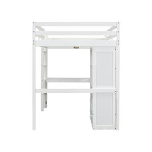 Letto a soppalco in legno a grandezza naturale con scrivania e cassetti contenitore, scaletta integrata, scrivania e mensole portaoggetti per bambini - Product Image 6