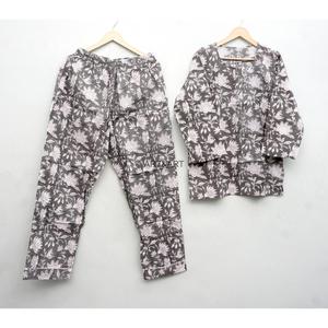 Conjunto de Pijama de Algodón 100% con Estampado Floral al por Mayor, Manga Larga, Ropa de Estar por Casa, Ropa de Dormir de Verano, Cintura Elástica de Talle Alto - Product Image 6