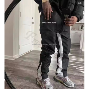 Ensemble deux pièces écologique avec logo personnalisé OEM pour hommes Veste en nylon solide, coupe-vent et respirante Pantalon de survêtement évasé Pantalon de jogging Plus - Product Image 6