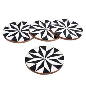 Round Designer Black And White Wooden Coaster Ideal For <b>Table</b> Surface <b>Protection</b> Heat And Cold Daily Use Home Dining From India - Product Image 5