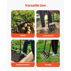Forca da Giardino Ergonomica a 5 Denti con Doppio Manico in Fibra di Vetro, Design a U e Impugnatura in Legno per Facile Utilizzo - Product Image 6