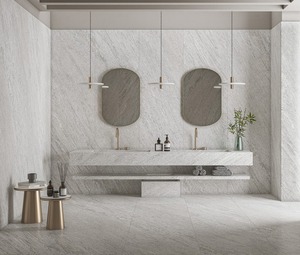Losas de Porcelana Pulida Gris Ingresso, Superficies Elegantes con Efecto Mármol para Interiores de Lujo - Product Image 1