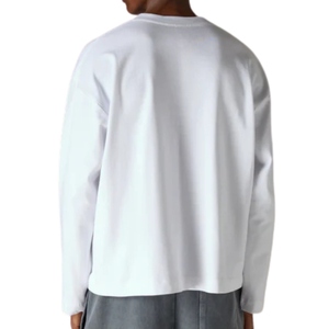 Camiseta de Manga Larga Blanca para Hombre, Cuello Redondo, Algodón, Estilo Casual, Moda Urbana, Acabado Vintage Suave - Product Image 5