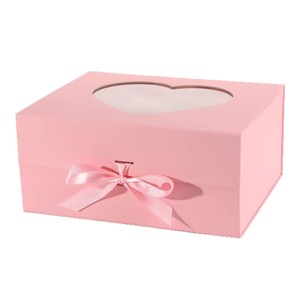 Caja de Regalo Plegable con Forma de Corazón y Lazo, Disponible en Stock, Caja para Regalos de Perfume, Flores y Frutas - Product Image 4