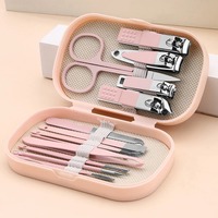 Kit de manucure et pédicure professionnel 8/14/18 pièces en acier inoxydable durable avec étui de voyage portable, cure-oreille et lime à ongles