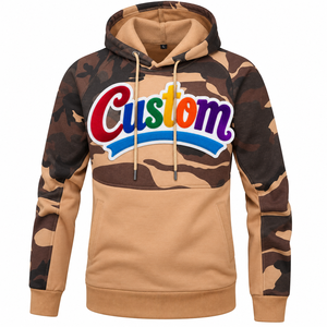 Custom Logo Camouflage <b>Hoodies</b> <b>Men</b> Color Block Pullover With Printed All Over <b>Camo</b> USA Polyester Hooded Top Street Pocket Sets - Product Image 3