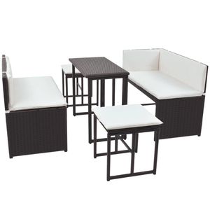Ensemble de meubles de jardin marron et blanc crème - Product Image 4