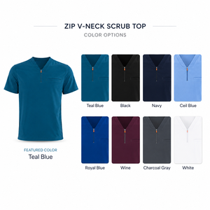Ensemble de blouses médicales bleu marine pour hommes, col en V, coton et polyester tissé, uniforme d'hôpital avec poche poitrine pour usage médical - Product Image 2